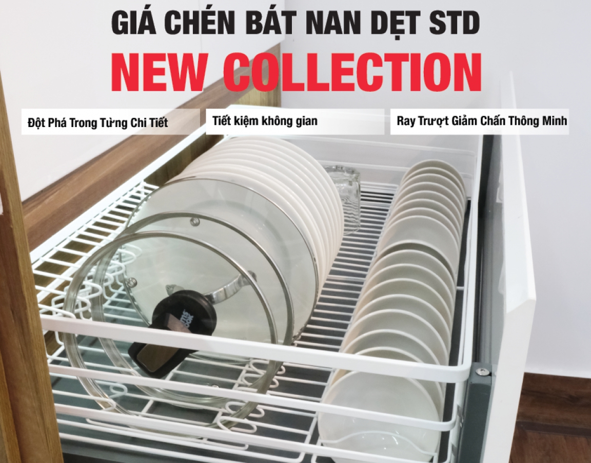 Giá Bát Đĩa Đa Năng Inox Nan Dẹt HiVE New STD