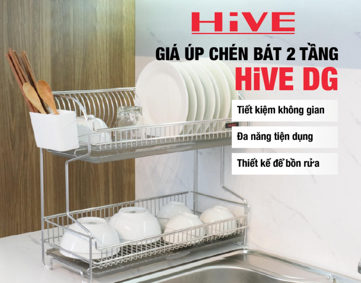 Giá úp chén HiVE DG 2 tầng (HOT SALE) DG 2단 식기건조대