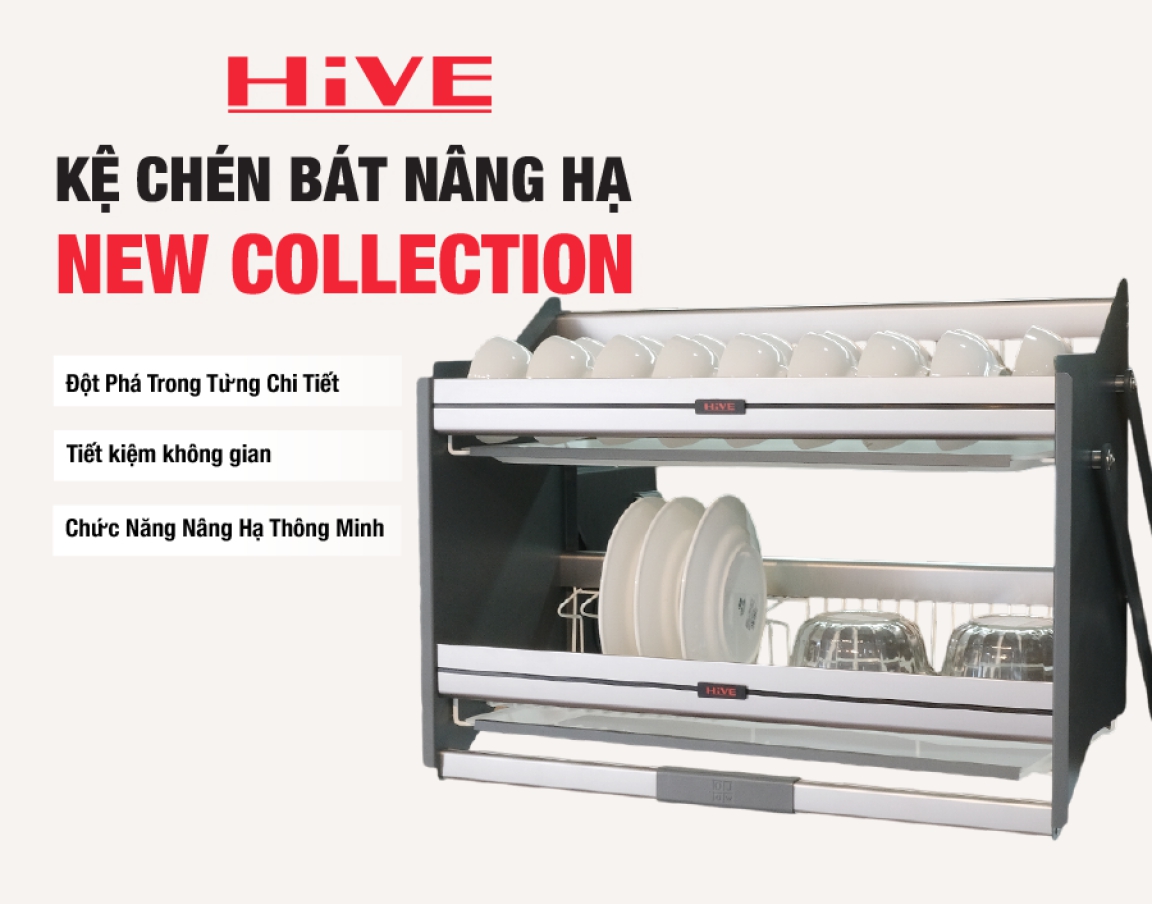 Kệ Chén Bát Nâng Hạ 700/800/900 New Sơn Tĩnh Điện HiVE Cao Cấp