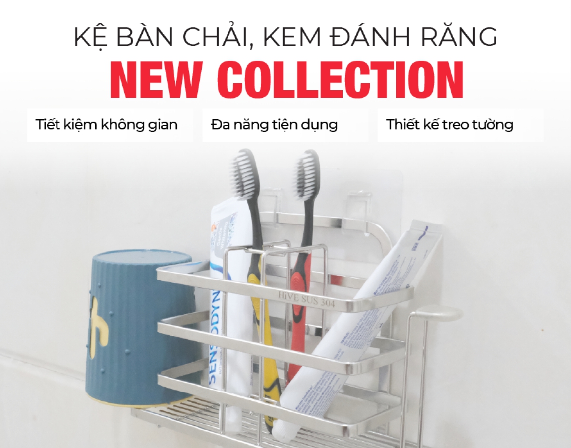 Kệ đựng bàn chải, kem đánh răng HiVE Inox 304