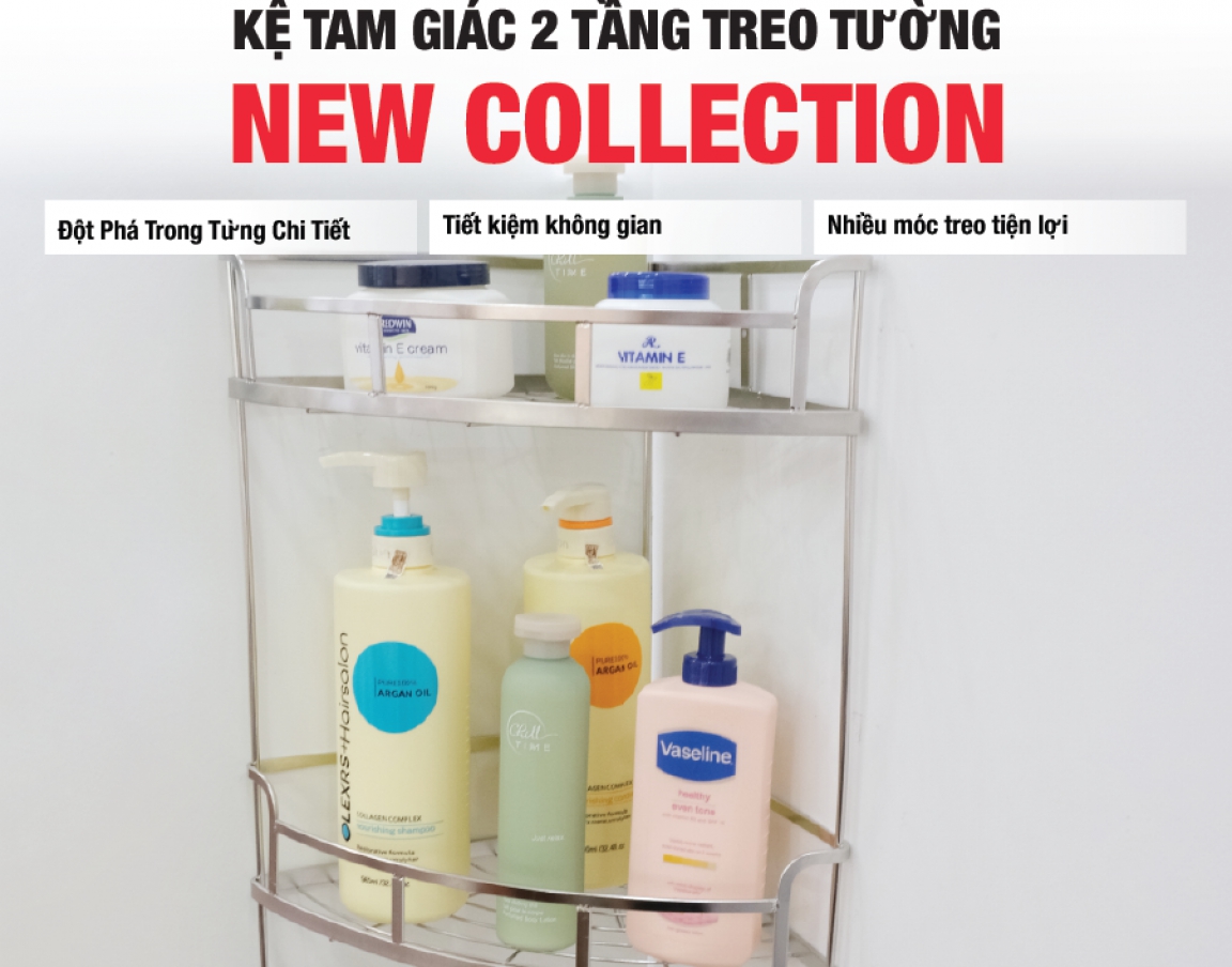 Kệ tam giác 2 tầng treo tường HiVE Inox 304