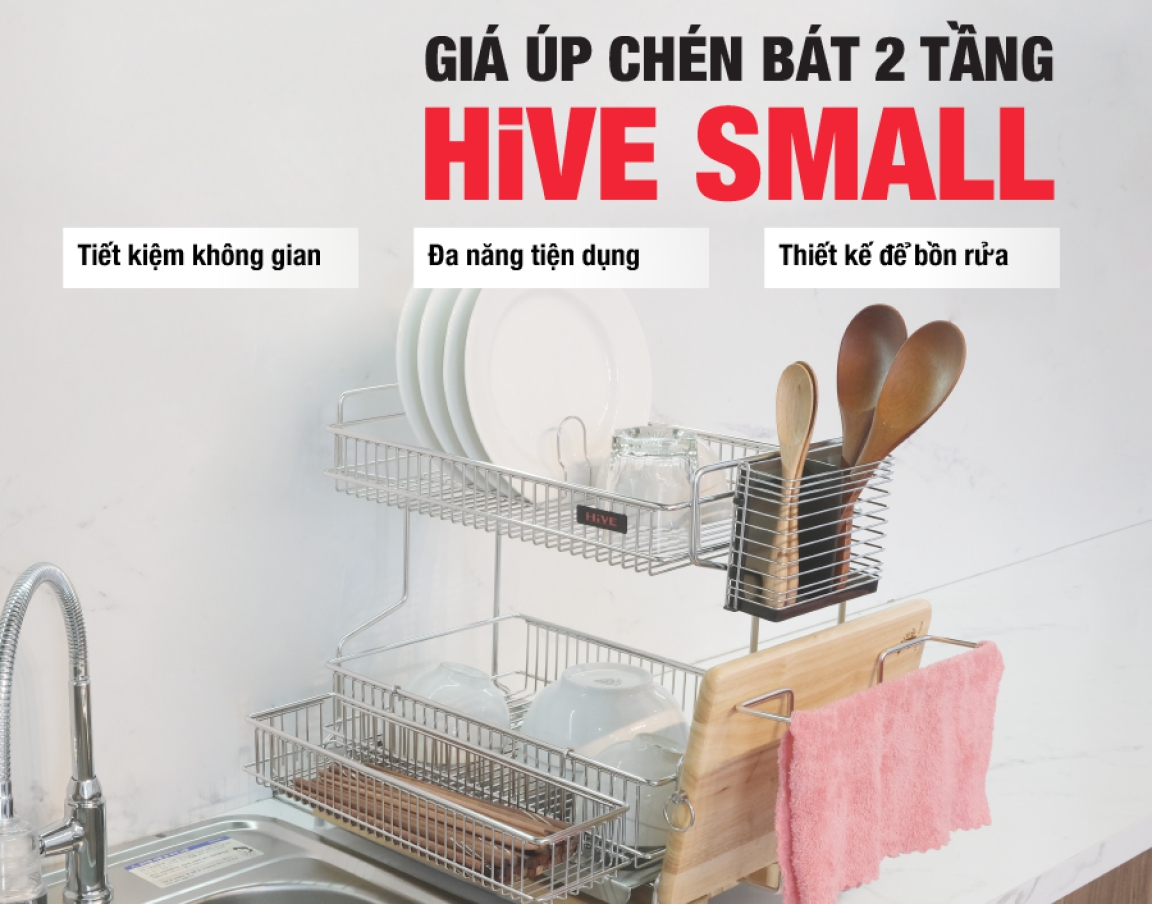 Kệ úp chén bát 2 tầng HiVE SMALL inox 304