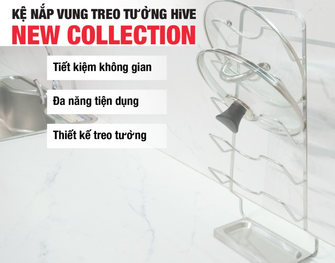 Kệ úp nắp vung treo tường HiVE inox 304