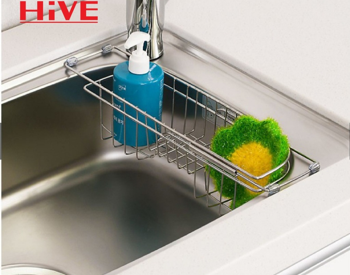 Rổ đựng dụng cụ rửa chén gác bồn HiVE small rack inox Cao Cấp 수세미망