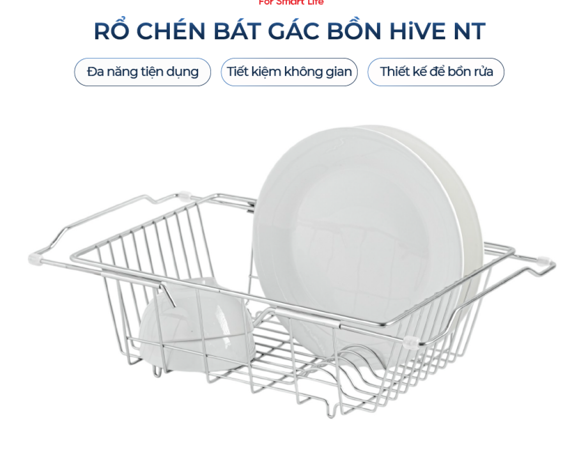 RỔ ÚP CHÉN GÁC BỒN RỬA HiVE NEW INOX 304